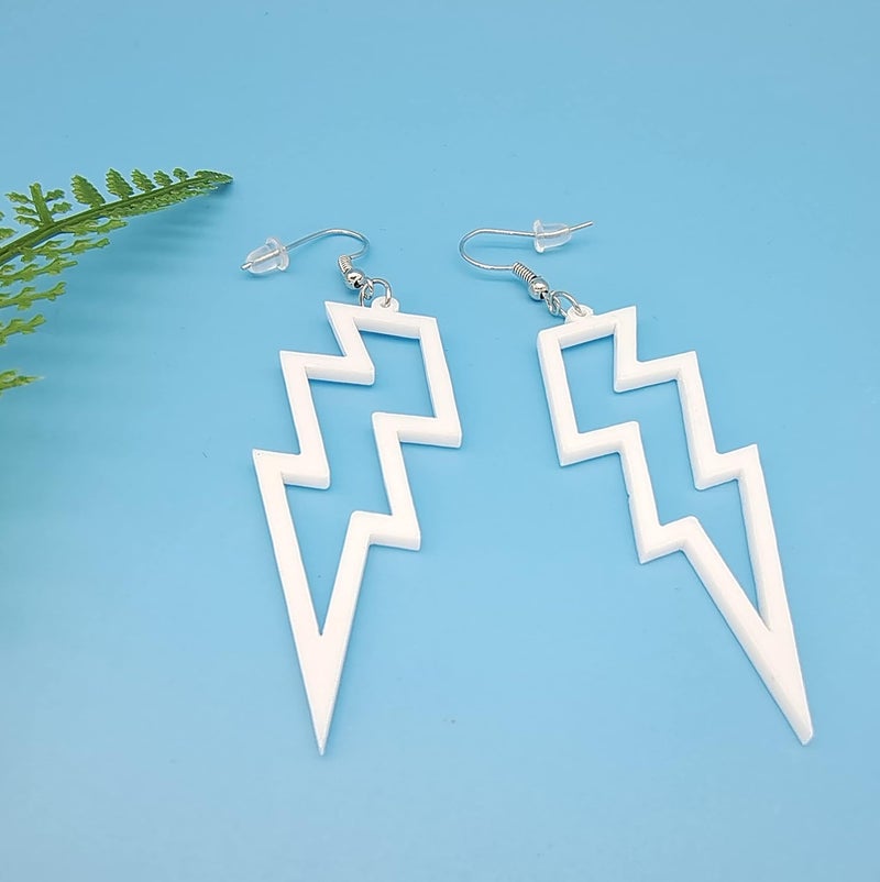 Modpide 80s Neon Earrings Hollow Lightning Bolt Halloween Punk Retro Earrings for Women 80's Party Accessories - Image 4